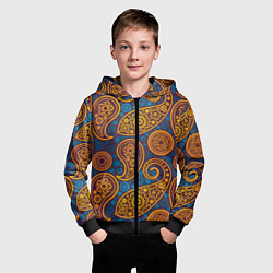 Толстовка на молнии детская Узор Пейсли - индийский орнамент, цвет: 3D-черный — фото 2