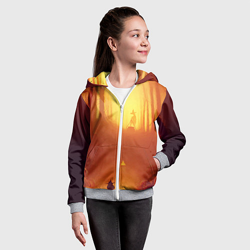 Детская толстовка на молнии Темная ведьма колдует в жутком лесу / 3D-Меланж – фото 4