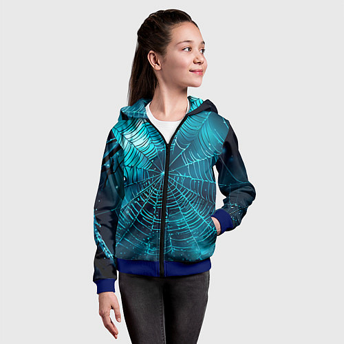 Детская толстовка на молнии Halloween паутина / 3D-Синий – фото 4
