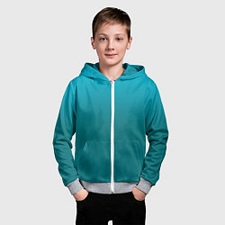 Толстовка на молнии детская Градиент бирюзовый, цвет: 3D-меланж — фото 2