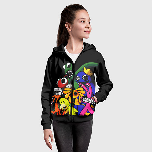 Детская толстовка на молнии Персонажи из радужных друзей / 3D-Черный – фото 4