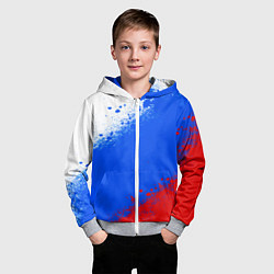 Толстовка на молнии детская Флаг России - триколор, цвет: 3D-меланж — фото 2