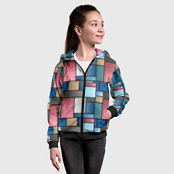 Толстовка на молнии детская Джинсовые лоскуты - пэчворк, цвет: 3D-черный — фото 2