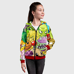 Толстовка на молнии детская Растения против зомби, цвет: 3D-красный — фото 2