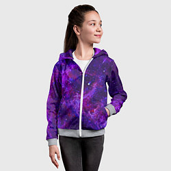 Толстовка на молнии детская Неоновый космос и звезды, цвет: 3D-меланж — фото 2