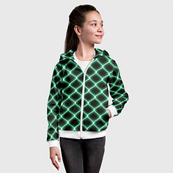 Толстовка на молнии детская Зелёная неоновая сетка, цвет: 3D-белый — фото 2