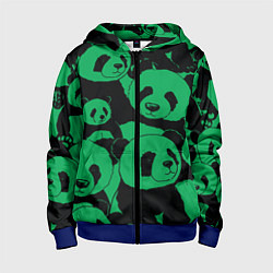 Детская толстовка на молнии Panda green pattern