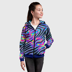 Толстовка на молнии детская Голографические полосы, цвет: 3D-синий — фото 2