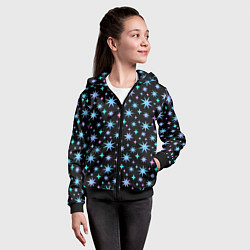 Толстовка на молнии детская Зимние цветные звезды, цвет: 3D-черный — фото 2