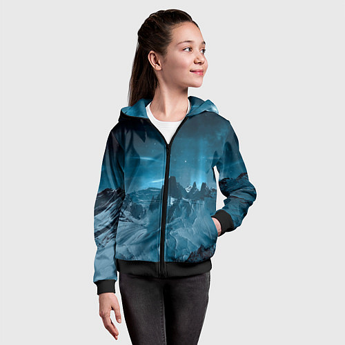 Детская толстовка на молнии Снежные горные вершины / 3D-Черный – фото 4