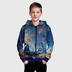 Толстовка на молнии детская Горы и бескрайний космос, цвет: 3D-синий — фото 2