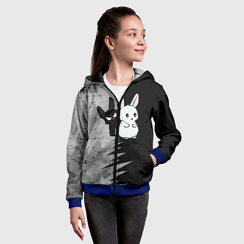 Детская толстовка на молнии Теневой зайка / 3D-Синий – фото 4