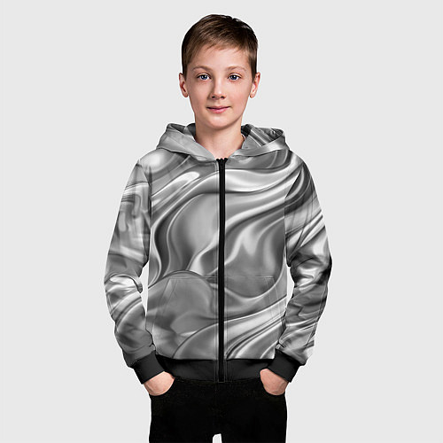 Детская толстовка на молнии Плавленное серебро / 3D-Черный – фото 3