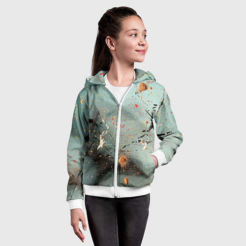 Детская толстовка на молнии Светлый туман и разные краски / 3D-Белый – фото 4