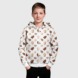 Толстовка на молнии детская Новогоднее печенье - паттерн, цвет: 3D-белый — фото 2
