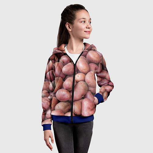 Детская толстовка на молнии Картофельные клубни / 3D-Синий – фото 4