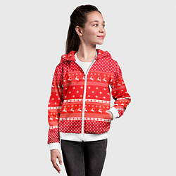 Толстовка на молнии детская Праздничный красный свитер, цвет: 3D-белый — фото 2