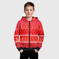 Толстовка на молнии детская Праздничный красный свитер, цвет: 3D-черный — фото 2
