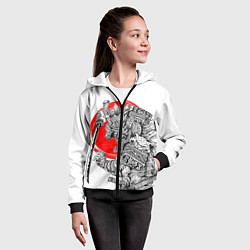 Толстовка на молнии детская Самурай с мечом на белом фоне, цвет: 3D-черный — фото 2