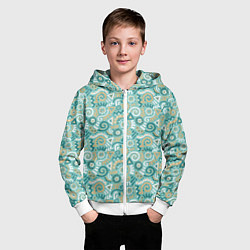 Толстовка на молнии детская Узор этнический гранж, цвет: 3D-белый — фото 2