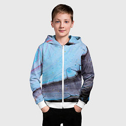 Толстовка на молнии детская Синий и тёмный песок и краски, цвет: 3D-белый — фото 2