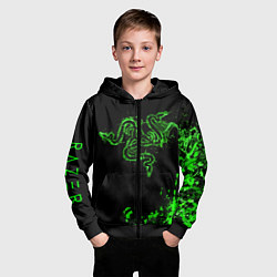 Толстовка на молнии детская Razer брызги, цвет: 3D-черный — фото 2