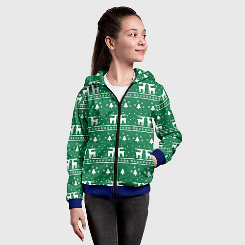 Детская толстовка на молнии Новогодний орнамент / 3D-Синий – фото 4
