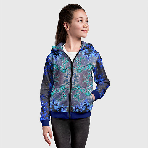 Детская толстовка на молнии Космические фракталы / 3D-Синий – фото 4