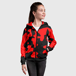 Толстовка на молнии детская Черно-красный авторский арт, цвет: 3D-черный — фото 2