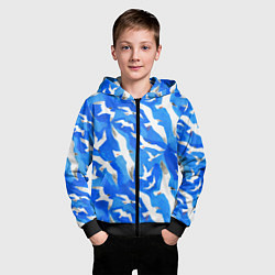 Толстовка на молнии детская Летящие чайки в небе, цвет: 3D-черный — фото 2