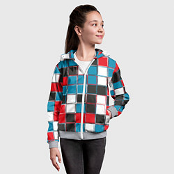 Толстовка на молнии детская Разнообразные стеклянные фигуры, цвет: 3D-меланж — фото 2