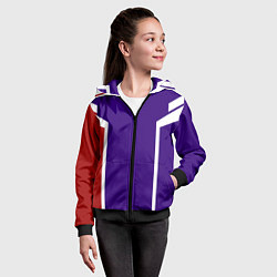 Толстовка на молнии детская Белые, красные, синие полосы, цвет: 3D-черный — фото 2