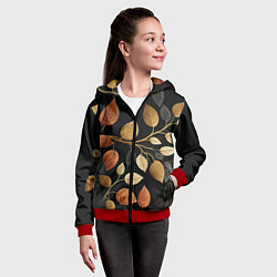 Толстовка на молнии детская Осеннее настроение - листья, цвет: 3D-красный — фото 2