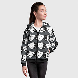 Толстовка на молнии детская Две маски, цвет: 3D-черный — фото 2