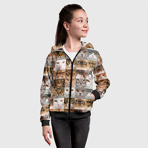 Детская толстовка на молнии Pedigreed cats / 3D-Черный – фото 4