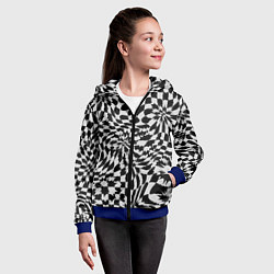 Толстовка на молнии детская Пластика шахматной доски, цвет: 3D-синий — фото 2