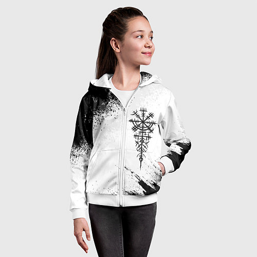 Детская толстовка на молнии Дерзкий рунический компас / 3D-Белый – фото 4
