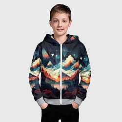 Толстовка на молнии детская Футуризм горы, цвет: 3D-меланж — фото 2