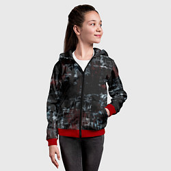 Толстовка на молнии детская Пересечение разноцветных полос, цвет: 3D-красный — фото 2