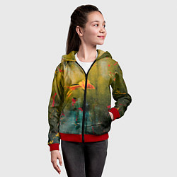 Толстовка на молнии детская Весенне-осенний жёлтый туман и краски, цвет: 3D-красный — фото 2
