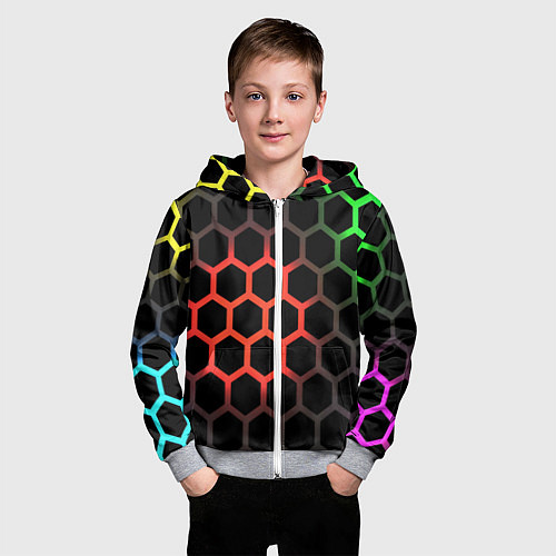 Детская толстовка на молнии Gradient hexagon genshin / 3D-Меланж – фото 3