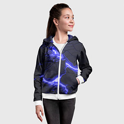 Толстовка на молнии детская Красивая синяя неоновая лава, цвет: 3D-белый — фото 2