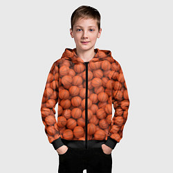 Толстовка на молнии детская Баскетбольные мячи, цвет: 3D-черный — фото 2