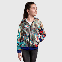 Толстовка на молнии детская Волны - краски, цвет: 3D-синий — фото 2