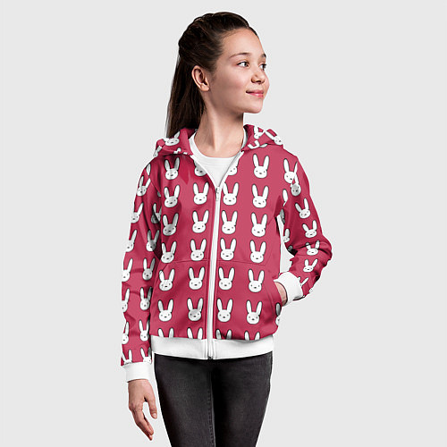 Детская толстовка на молнии Bunny Pattern red / 3D-Белый – фото 4