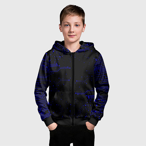 Детская толстовка на молнии Абстрактный цифровой фон / 3D-Черный – фото 3