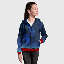 Толстовка на молнии детская Абстрактная сетка, цвет: 3D-красный — фото 2