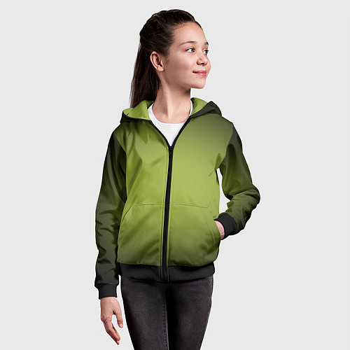 Детская толстовка на молнии Оливковый фон и черная виньетка, градиент / 3D-Черный – фото 4