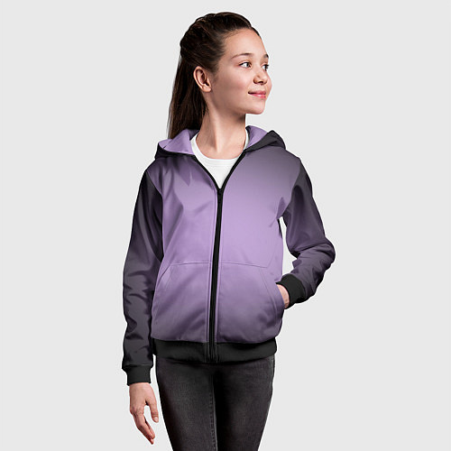 Детская толстовка на молнии Сиреневый градиент / 3D-Черный – фото 4