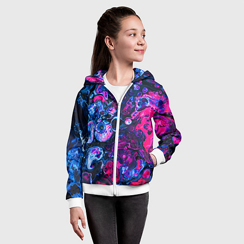 Детская толстовка на молнии Сине-малиновая горная порода / 3D-Белый – фото 4